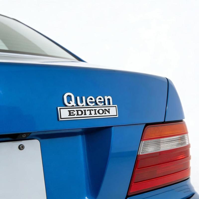 Queen Edition 3D Emblem Sticker, Badge Durable Metal Construction Funny Decals for Car Truck SUV Motorcycle Universal Fit Easy Peel and Stick Installation(Black White,Queen)