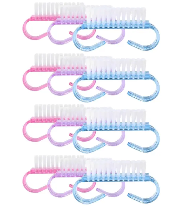 12-Pack Handle Grip Brush(assorted color), Fingernail Scrub Cleaning Brushes for and Nails Cleaner, Pedicure Brushes for Men and Women