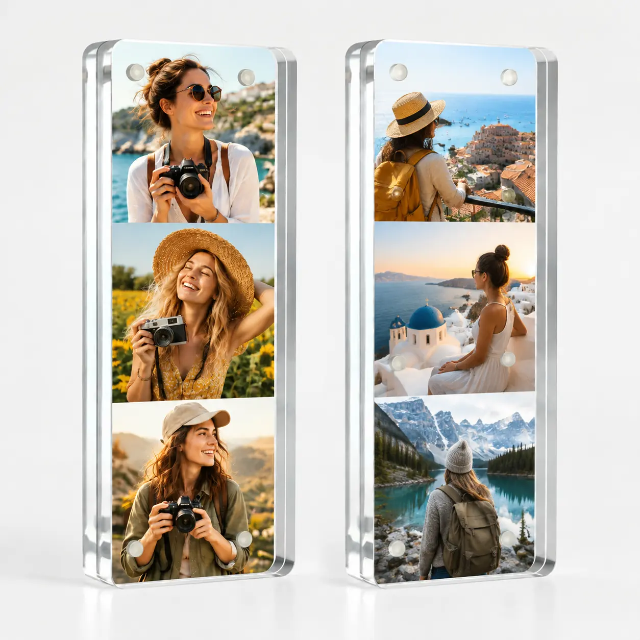 2PCS Acrylic Magnetic Picture Frame for Fridge, 6 x 2 Inch, Clear Magnetic Fridge Photo Frame, Instax Mini Photo Holder for Polaroid & Instant Photos, Home Decor