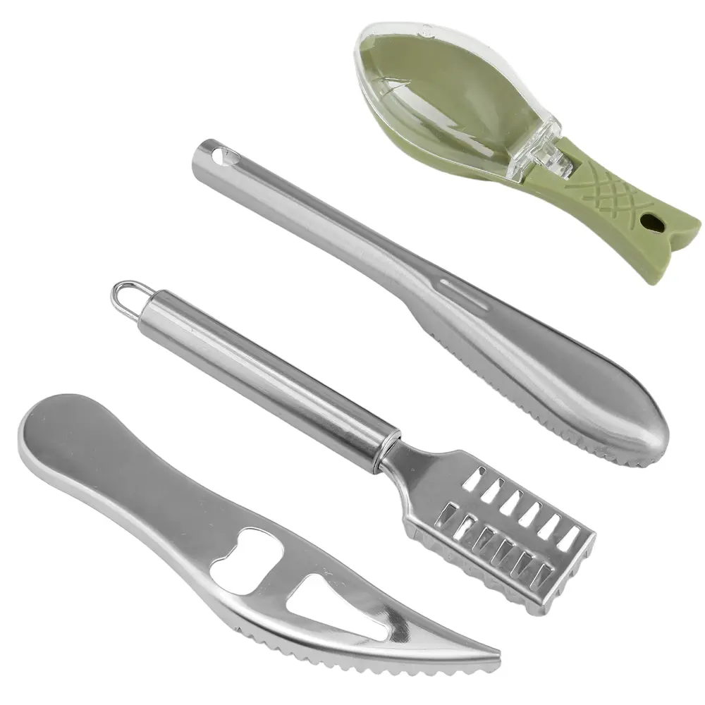 4pcs Fish Scale Remover, Stainless Steel Fish Scale Cleaning Brush, Fish Scale Removal Tool with Bottle Opener, Kitchen Tool, Can Quickly Remove Fish Scales of Various Sizes tiktokshopbacktoschool