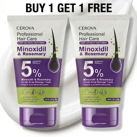 New Release  CEROVA 5% Minoxidil &Rosemary  Hair Growth Scalp Massage Cream for Men & Women Anti Hair Loss Treatment with Keto & Ginger Root Extract Gel