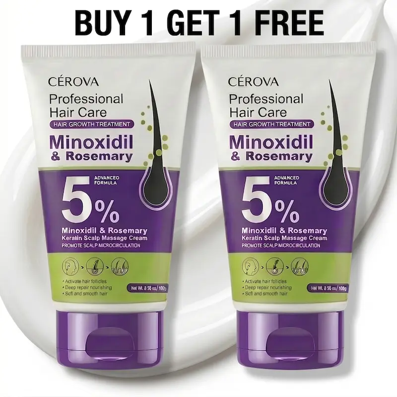 New Release  CEROVA 5% Minoxidil &Rosemary  Hair Growth Scalp Massage Cream for Men & Women Anti Hair Loss Treatment with Keto & Ginger Root Extract Gel