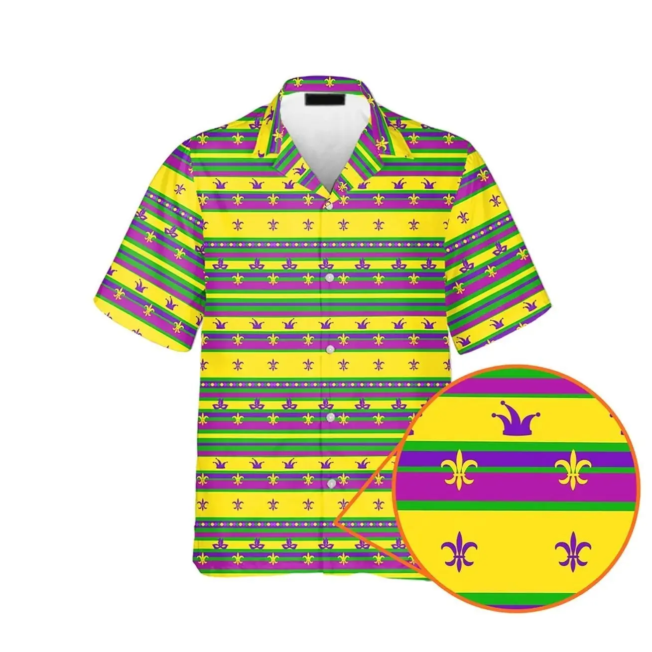 Striped Mardi Gras Hawaiian Shirt I
