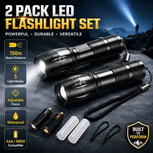 Ultra bright tactical flashlight with 2000 lumens, 2 variable zoom handheld flashlights with 5 lighting modes, used for emergency power outages, survival equipment, daily carrying camping essentials, outdoor hiking, heavy waterproof
