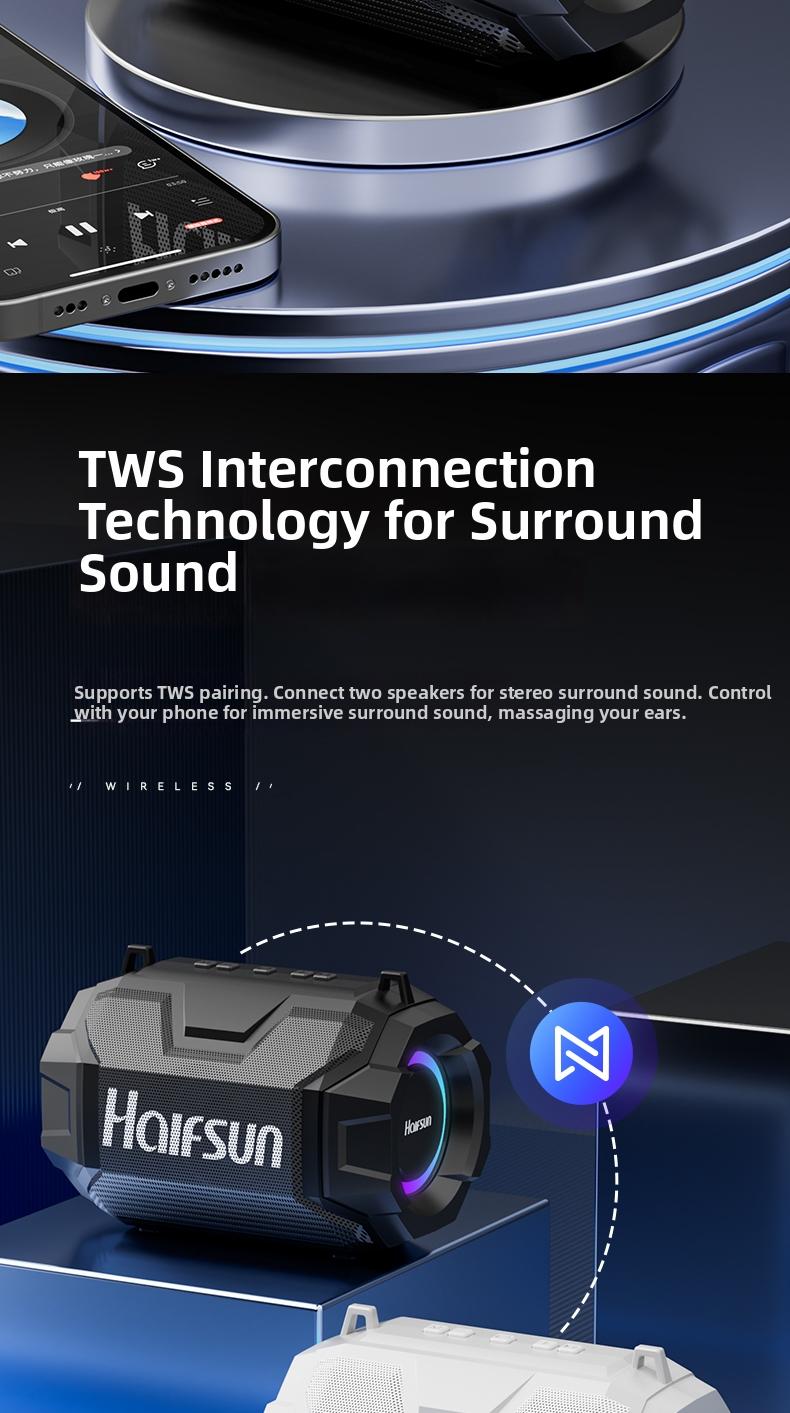 Claison T9 min Outdoor speaker, supports parallel connection, compatible with multiple devices, rgb ambient light, portable and suitable for outdoor use.