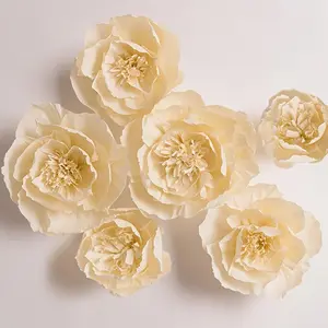Paper Flower Decoration Wall, Wedding Decoration Flower Background Decoration, Holiday Party, Birthday Party, Christmas Decoration, Photo Background, Arch Decoration, Wedding Wall Decoration (Beige, Set of 6) Decorative Fruit