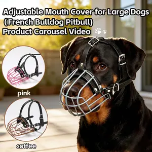 1pc Gray, Pink, Black, and Brown Stainless Steel Mesh Design Dog Muzzle for Large Breeds Like French Bulldogs and Pitbulls, Adjustable, Breathable, Anti-choking, and Anti-bite