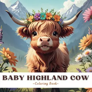 Baby Highland Cow Coloring Book: A Cute Scottish Calf coloring book For Adults & Kids, With 52 Adorable Illustrations.