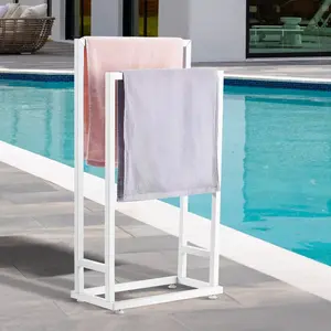 VEVOR Towel Rack, 3 Bars Outdoor Towel Holder with Metal Base, Freestanding Pool Towel Hanger Stand Next to Hot Tub, Outdoor Indoor Quilt Drying Rack Organizer, Ideal for Pool, Bathroom, Spa, BlackVEVOR Super Brand Day