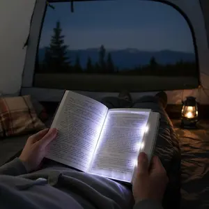 Ultra Thin LED Flat Book Light Wireless Rechargeable Portable Page Reading Light Eye Protection Dimmable Night Reading Lamp for Bed Bedroom Travel Book Lovers