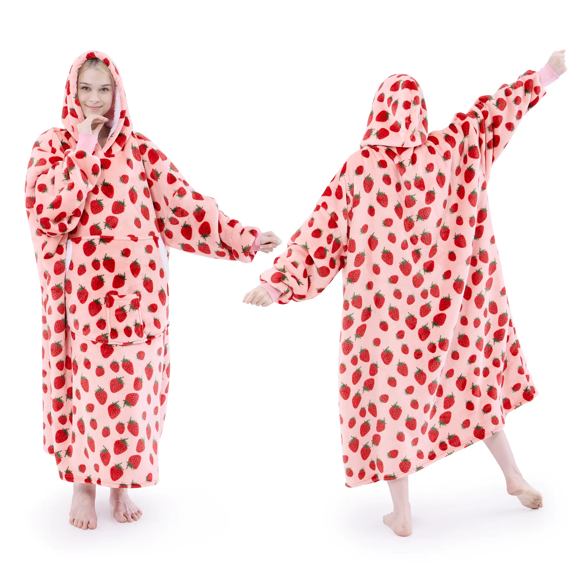 Wearable Blanket Hoodie Oversized Sherpa Fleece Hooded Sweatshirt Blanket with Sleeves,Cozy and Giant Blanket Hoodie Extra Long for Adults Women Winte