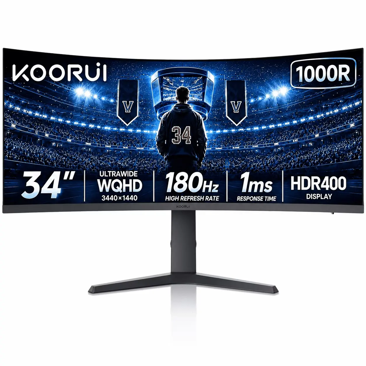 34'' UWQHD Curved Gaming Monitor, 180Hz Ultrawide Monitor, 3440×1440p 1ms(MPRT) HDR400
