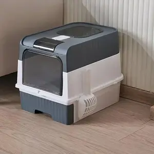 Premium Matte Drawer Cat Litter Box – Fully Enclosed Cat Toilet with Whisper-Quiet Drawer, Minimalist Aesthetic & Odor Control for Modern Homes