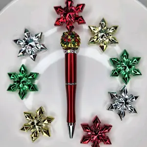 10 Pieces Acrylic Metallic Snowflake Beads for Jewelry Making - Christmas Colors Variety Pack for DIY Projects & Creative Designs