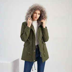 2026  Parka Coat for  Cotton Padded Mid Length with Hood Fleece Lined Warm Thick Overcoat for Daily Commute and Casual Wear Unique Temperament Outerwear peacoat  outfits for    Winter  fur coats for     for  jacket women puffer style outerwear s fuzzy