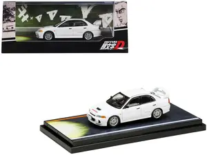 Mitsubishi Lancer RS Evolution IV White "Monstar" w/Figure "Initial D" (1995-2013) Manga 1/64 Diecast Model Car by Hobby Japan