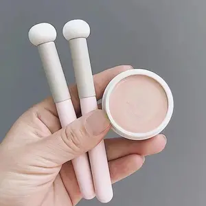 [Single White Fiber Concealer Brush] Pink Concealer Brush Round Head Sponge Concealer Makeup Brush Blackhead Concealer Brush Single White Fiber Hair Makeup Brush