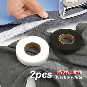 2 Rolls Iron-On Hem Tape, 984 Inches Long, Dual-Sided Adhesive Fabric, Ideal for Sewing and Quilting, and Colors