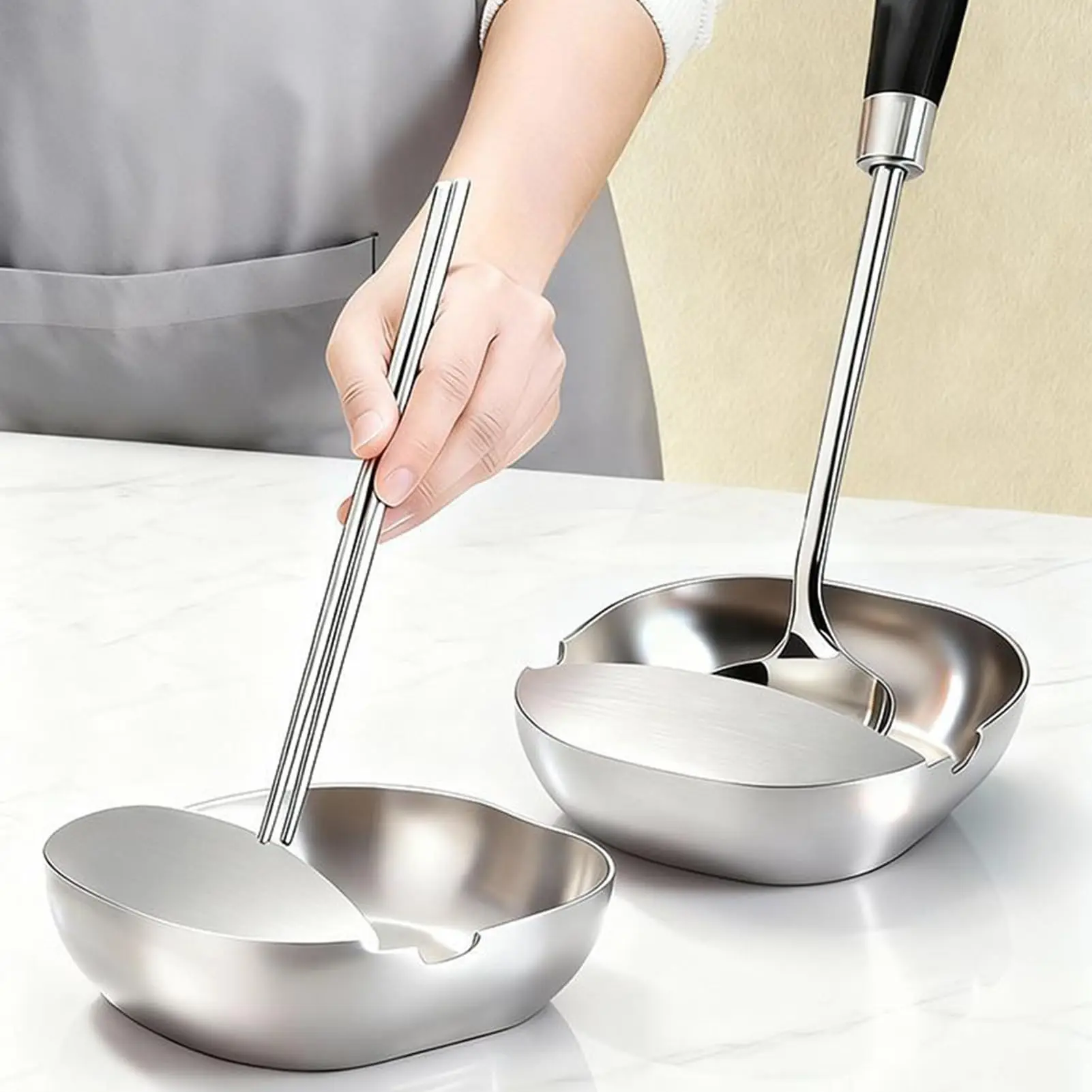 304 Stainless Steel Tableware Rest - Multipurpose Cutlery Organizer, Large Spatula Ladle Holder for Stove Top & Kitchen Counter, Heat-Resistant, Dishwasher-Safe