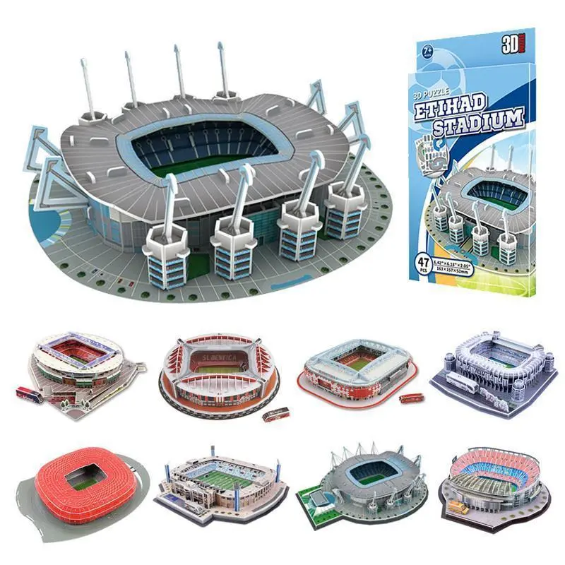 3D Football Field Stadium Model 3D Building DIY Puzzle Assembly Game, Desk Ornament Home Decor, All Ages Football Fans Souvenir TMZ