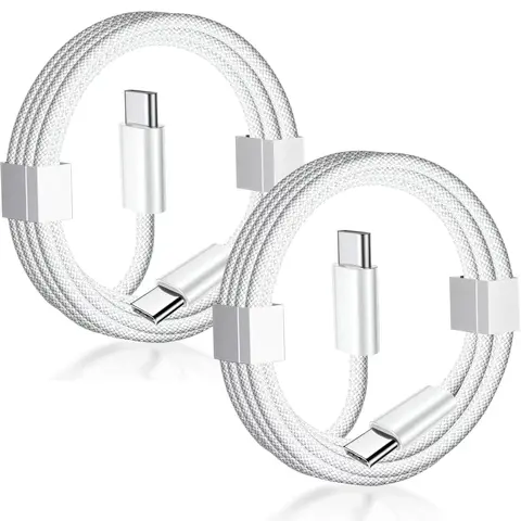 USB C to USB C Cable 2 Pack, 6FT & 10FT, 60W Fast Charging Nylon Braided Type C Charger Cord Compatible with iPhone 16/16 Pro/16 Plus/16 Pro Max, iPhone 15 Series, Samsung Galaxy S25/S24/S23/S22, Note 20, iPad Pro, MacBook Air, Mobile, Type C Port