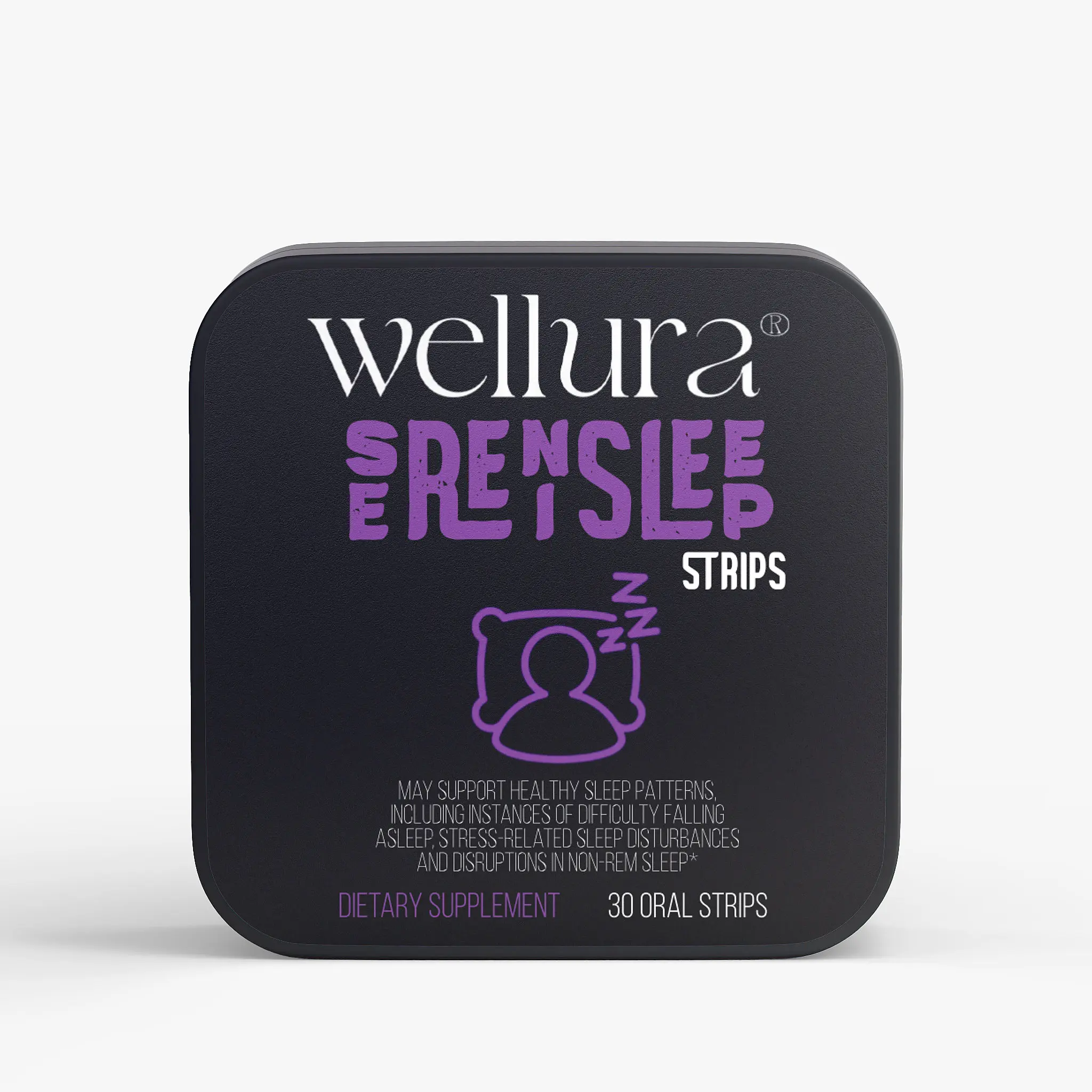 Wellura Sleep Strips - 30 Oral Strips for Healthy Sleep Patterns with Valerian Lavender Chamomile & Melatonin - Non-Addictive Sleeping Aid - Healthcare Product from India