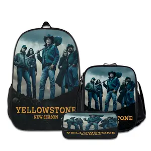 3PCS YELLOW-STONE-3-Backpacks for Girls Set, Cute School Backpack for Girls Boys with Lunch Box and Pencil Case, Aesthetic Bookbag for Teens, Lightweight Classic Backpack for Travel, Work, Picnic A-79