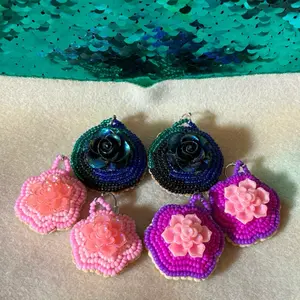 Floral Handmade Beaded Earrings - Native American Beaded Jewelry