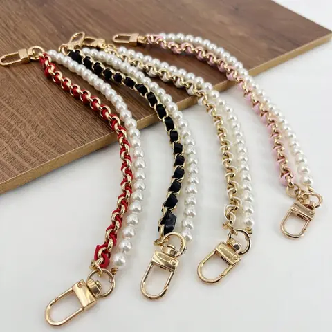 Fashionable Solid Color Pearl Extended Chain, Fashionable Chain Strap, Stylish Bag and Handbag Accessory for Everyday Use, Trendy Mobile Chain, Phone Lanyard, Bag Chains, Bag Chains for Handbags, Bag Decorative Chain, Purse Accessory, Accessories For Bags