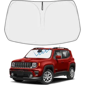 Proadsy Custom Fit Jeep Compass 2017-2024 2025 2026 Windshield Sun Shade 4-Layer Foldable Front Sunshade Protector Sun Visor Blocks UV Rays Keep Car Cooler