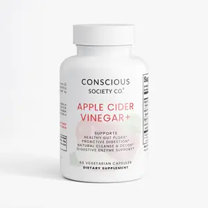 Conscious Society Co. Apple Cider Vinegar+ 60 Capsules Organic Superfood Supplement for Digestive Health & Natural Cravings Control 1000mg ACV Powder
