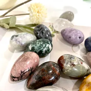 10 Counts Different Material 4CM Egg Crystal Rose Quartz Clear Quartz Kiwi Jasper Sodalite Amethyst Opalite Unakite Healing Crystal From IG Crystal