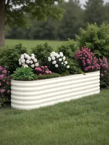 apricot- (2-Pack)Galvanized Steel 8x2x1.5Ft Raised Garden Bed – Elevated Planter Box For Indoor/Outdoor Vegetables, Herbs & Flowers, No-Bend Design With Rust-Proof Coating & Tool-Free Assembly,Beige