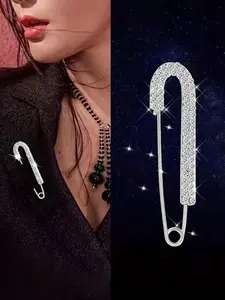 Fashion Luxury Simple Style High-End Cardigan Large Safety Pin Brooch Fixed Clothes Anti-Slip Clip, Elegant Plain Design for All Seasons