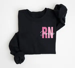 Personalized Registered Nurse Sweatshirt, Custom Nurse Shirt, Pink RN Nurse Sweatshirt, Nurse Appreciation Gift, Custom RN Name Sweater