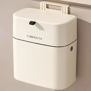Sinknap Hanging Trash Can for Kitchen, Small Garbage Bin with Lid for Bathroom Bedroom, Mountable Cabinet Compost Bin Under Sink, Wall Mounted Waste Bucket White