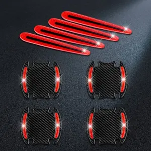 Carbon Fiber Door Handle Protector 8-Piece Set, High-Adhesive Anti-Scratch Waterproof Reflective DIY Wrap Kit for Cars SUV Trucks, Easy Install Durable Body Protection Vinyl Sticker Decoration