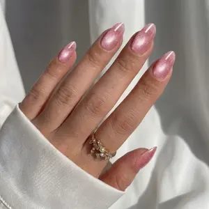 Blush Sparkle Almond Nails - Press On Nails