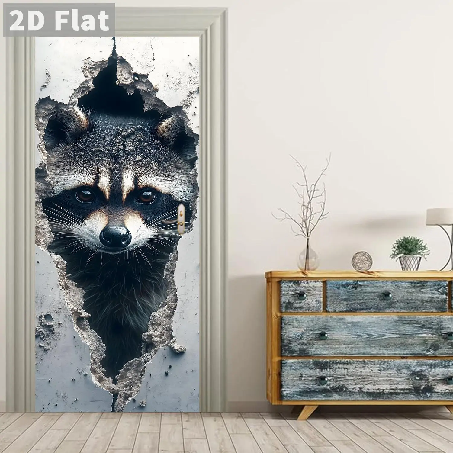 Cartoon Animal Pattern Door Sticker, Removable Self Adhesive Door Decal, Decorative Sticker for Home Living Room Bedroom, Ornaments
