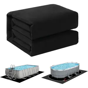 Upgrade Thicken 10 x 16 ft Rectangular Pool Liner Pad for Rectangle/Oval Above Ground Pool, 300g/m^2 Seamless Swimming Pool Mat, Under Pool Padding, Puncture Protection, Extend Liner Life