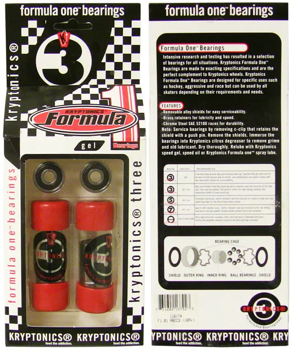 Kryptonics Abec 3 Bearings 16-Pack (Enough for 8 Wheels)