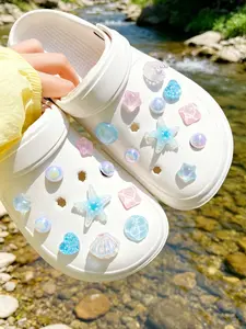 20 Pcs DIY Detachable Sandal Accessories, Blue Starfish Shell Buckles, Multifunctional Shoe Clips for Women, Perfect for Parties and Gifts