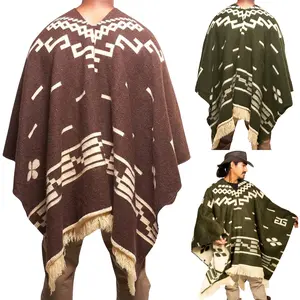 Clint Eastwood Replica, Alpaca Wool Poncho - Olive Green