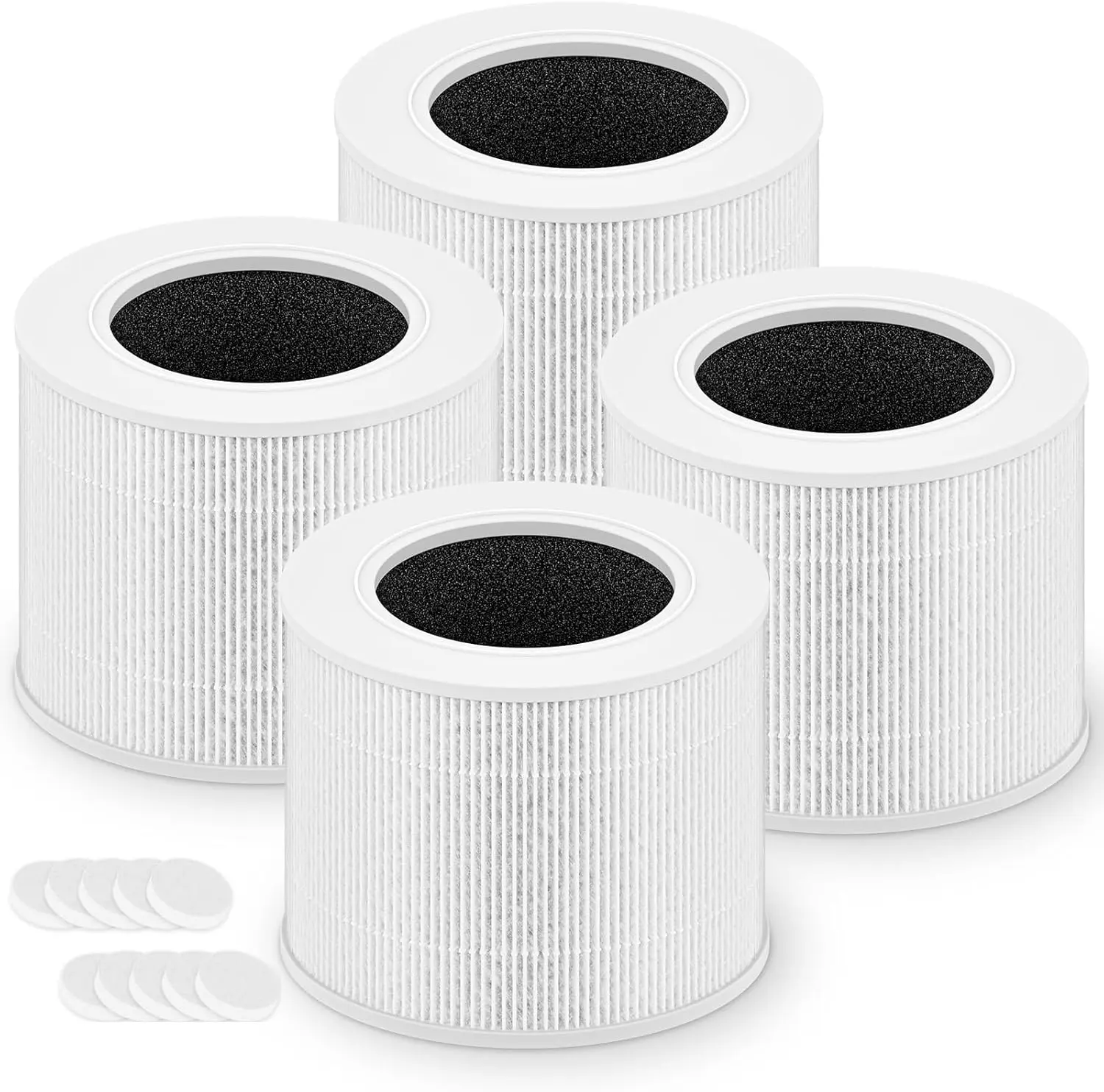 4-Pack Compatible Core Mini-RF 3-in-1 H13 HEPA Filter Replacements for LEVOIT Core Mini Air Purifier, with 10 Fragrance Pads, Arc Formula Lower Density Structure, 3-Stage High Efficiency Filtration, Carbon & Eco-Friendly Non-Woven Fabric, Allergy Relief