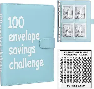 100 Envelopes Money Saving Challenge, 100 Envelope Challenge Binder, Easy and Fun Way to Save $5,050, Savings Challenges Budget Book Binder with Cash Envelopes for Office,Home,School