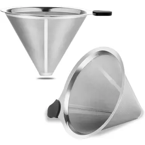 Pour Over Coffee Filter 2 count, Stainless Steel Coffee Filter, Paperless  Cone Coffee Dripper