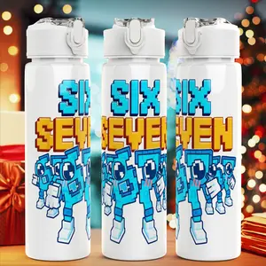 1 Pc Plastic Water Bottle, Cute Printed Design, Flip Top, Reusable, 25 oz / 750 ml Lightweight Leak-Proof Travel Drink Bottle Tumbler, Ideal for Birthday, Christmas, Halloween and Thanksgiving Gifts