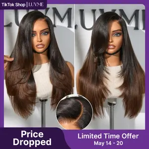 【LIVE】Luvme All-Day Comfort™ Wig Ombre Brown Layered Yaki Straight Glueless 7x6 Closure HD Lace Human Hair Long Wig Pre-Cut Lace Limited Time Offer TikTok Exclusive #luvmenewarrivals