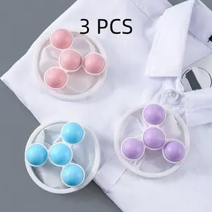 3PCS Washing Machine Float Filter Mesh Bag Hair Filter Hair Remover Cleaning and Decontamination Laundry Ball Clothes Gyro Washing Ball (Color Random)