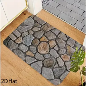 2D Welcome Door Mat Outdoor Entrance Floor Mat Machine Washable Stone Color Design Suitable for Front Door Courtyard Indoor and Outdoor Carpet Use